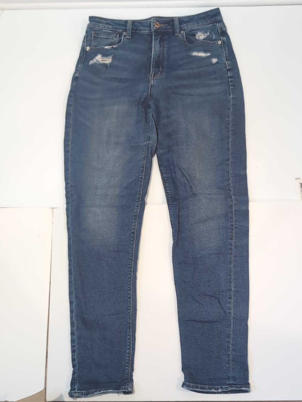 American Eagle Distressed Mom Jeans Blue Size 6 X Long High Rise